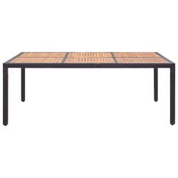 vidaXL Mesa de jardín ratán PE y madera de acacia negro 200x150x74 cm