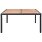 vidaXL Mesa de jardín ratán PE y madera de acacia negro 200x150x74 cm