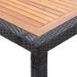 vidaXL Mesa de jardín ratán PE y madera de acacia negro 200x150x74 cm