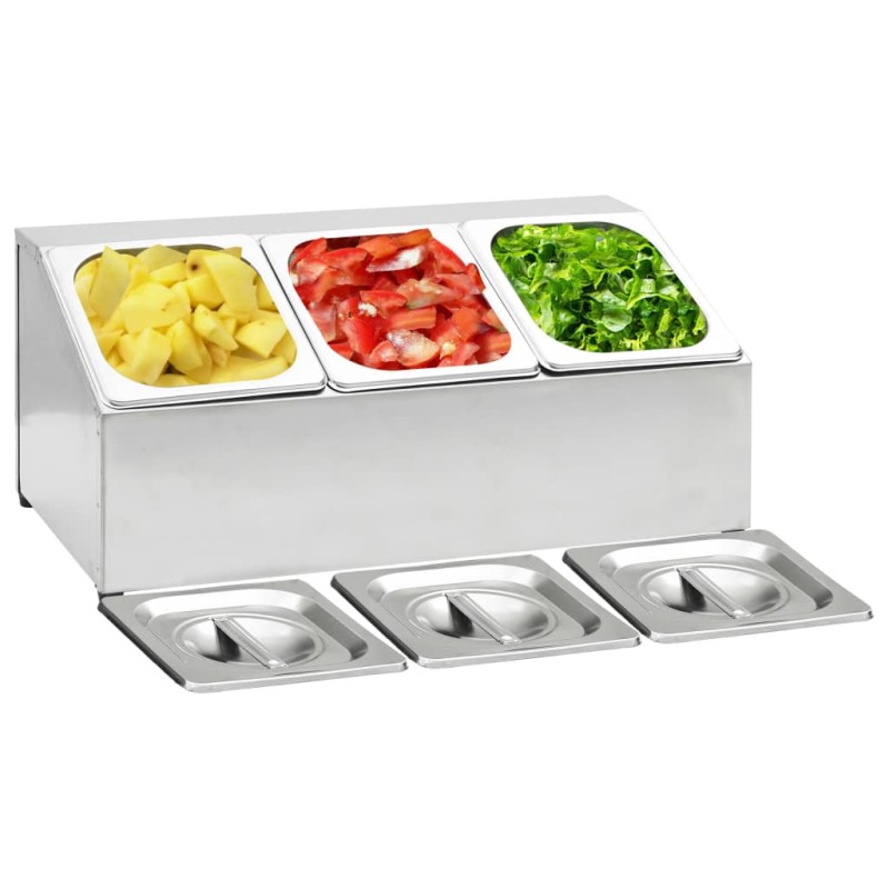 vidaXL Soporte bandeja Gastronorm con 3 bandejas 1/6 acero inoxidable vidaXL Soporte bandeja Gastronorm con 3 bandejas 1/6 acero inoxidable