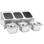 vidaXL Soporte bandeja Gastronorm con 3 bandejas 1/6 acero inoxidable vidaXL Soporte bandeja Gastronorm con 3 bandejas 1/6 acero inoxidable