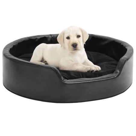 vidaXL Cama para perros felpa y cuero sintético negra 69x59x19 cm