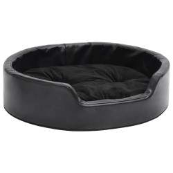vidaXL Cama para perros felpa y cuero sintético negra 69x59x19 cm