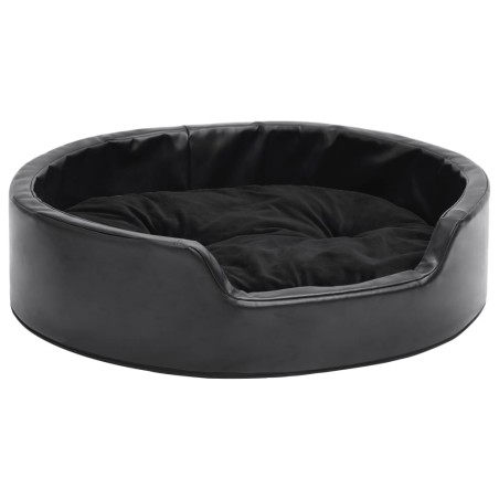 vidaXL Cama para perros felpa y cuero sintético negra 69x59x19 cm