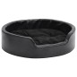 vidaXL Cama para perros felpa y cuero sintético negra 69x59x19 cm