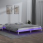 vidaXL Estructura de cama con LEDs madera maciza blanca 150x200 cm