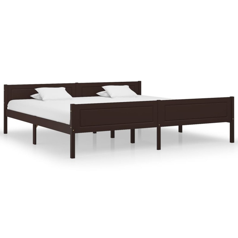 vidaXL Estructura de cama madera maciza pino marrón oscuro 200x200 cm vidaXL Estructura de cama madera maciza pino marrón oscuro 200x200 cm