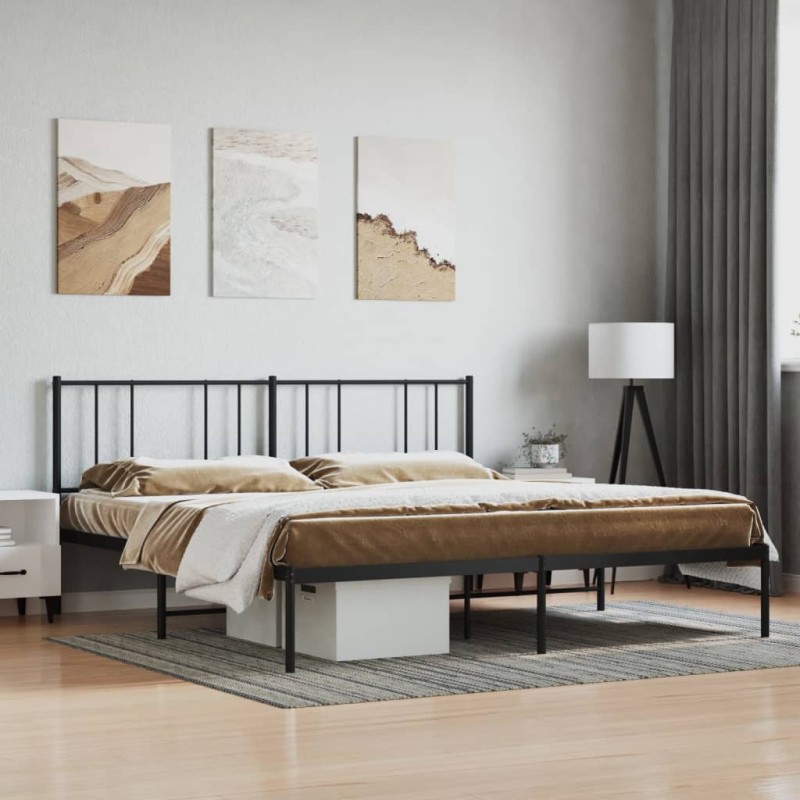 vidaXL Estructura de cama con cabecero metal negro 183x213 cm vidaXL Estructura de cama con cabecero metal negro 183x213 cm