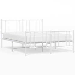vidaXL Estructura cama metal con cabecero y estribo blanco 150x200 cm