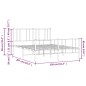 vidaXL Estructura cama metal con cabecero y estribo blanco 150x200 cm vidaXL Estructura cama metal con cabecero y estribo blanco 150x200 cm