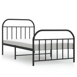 vidaXL Estructura de cama con cabecero y estribo metal negro 107x203cm