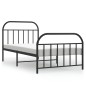 vidaXL Estructura de cama con cabecero y estribo metal negro 107x203cm vidaXL Estructura de cama con cabecero y estribo metal negro 107x203cm