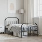 vidaXL Estructura de cama con cabecero y estribo metal negro 107x203cm vidaXL Estructura de cama con cabecero y estribo metal negro 107x203cm