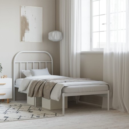 vidaXL Estructura de cama de metal con cabecero blanco 80x200 cm