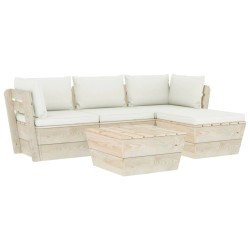 vidaXL Muebles de jardín de palets 5 pzas y cojines madera de abeto 