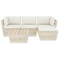vidaXL Muebles de jardín de palets 5 pzas y cojines madera de abeto vidaXL Muebles de jardín de palets 5 pzas y cojines madera de abeto