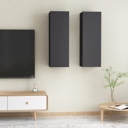 vidaXL Muebles para TV 2 uds madera contrachapada gris 30,5x30x90 cm