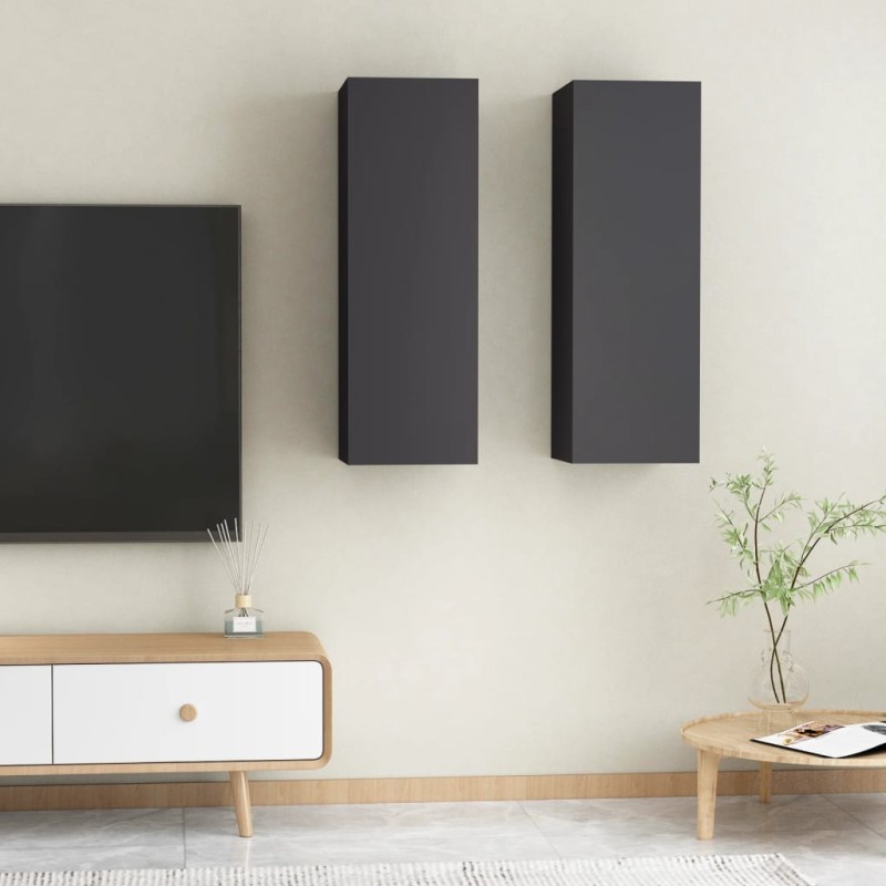 vidaXL Muebles para TV 2 uds madera contrachapada gris 30,5x30x90 cm vidaXL Muebles para TV 2 uds madera contrachapada gris 30,5x30x90 cm