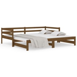 vidaXL Sofá cama extraíble madera de pino marrón miel 2x(80x200) cm