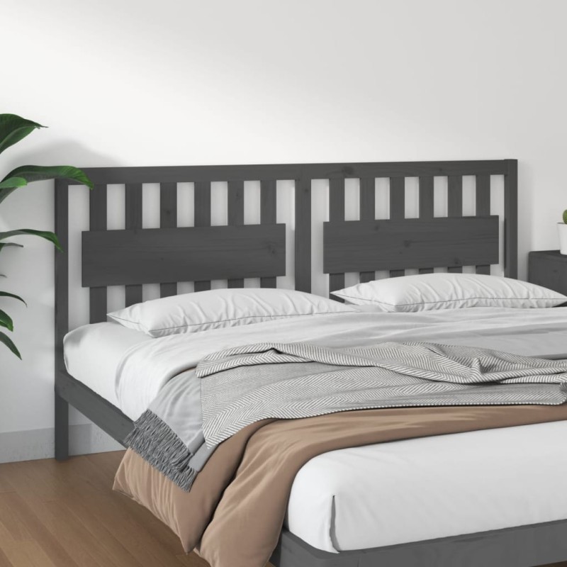 vidaXL Cabecero de cama madera maciza de pino gris 185,5x4x100 cm