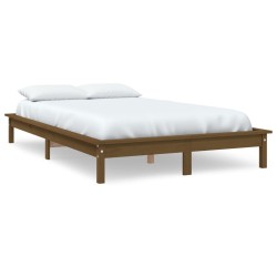 vidaXL Estructura de cama madera maciza pino marrón miel 140x190 cm