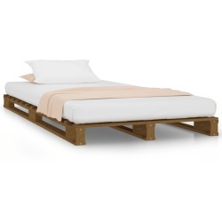 vidaXL Cama de palets madera maciza de pino marrón miel 100x200 cm