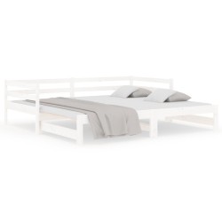 vidaXL Sofá cama extraíble madera maciza de pino blanco 2x(90x190) cm