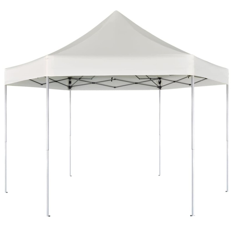 vidaXL Carpa hexagonal desplegable blanco crema 3,6x3,1 m