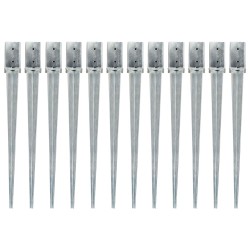 vidaXL Picas de tierra 12 uds acero galvanizado plateado 8x8x91 cm