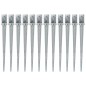 vidaXL Picas de tierra 12 uds acero galvanizado plateado 8x8x91 cm