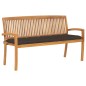 vidaXL Banco de jardín apilable con cojín madera maciza de teca 159 cm vidaXL Banco de jardín apilable con cojín madera maciza de teca 159 cm