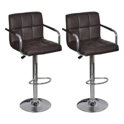 vidaXL Taburetes de cocina 2 unidades cuero sintético marrón
