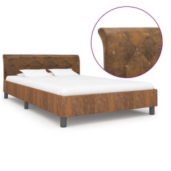 vidaXL Estructura de cama de piel de ante artificial marrón 140x200 cm