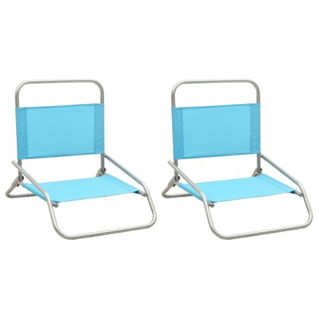 vidaXL Sillas de playa plegables 2 unidades tela turquesa