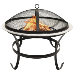 vidaXL Brasero y barbacoa 2 en 1 atizador acero inoxidable 56x56x49 cm