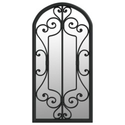 vidaXL Espejo de jardín hierro negro para uso exterior 70x30 cm