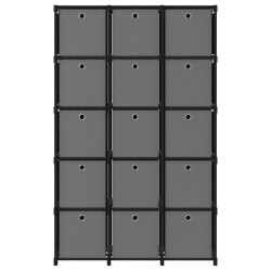 vidaXL Estantería de 15 cubos con cajas de tela negro 103x30x175,5 cm