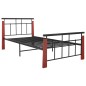 vidaXL Estructura de cama metal y madera maciza de roble 100x200 cm vidaXL Estructura de cama metal y madera maciza de roble 100x200 cm