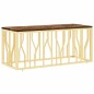 vidaXL Mesa de centro acero inoxidable madera maciza reciclada dorada