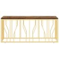 vidaXL Mesa de centro acero inoxidable madera maciza reciclada dorada