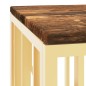 vidaXL Mesa de centro acero inoxidable madera maciza reciclada dorada