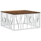 vidaXL Mesa de centro acero inoxidable y madera reciclada plateada