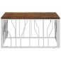vidaXL Mesa de centro acero inoxidable y madera reciclada plateada
