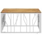 vidaXL Mesa de centro acero inoxidable y madera maciza acacia plateada vidaXL Mesa de centro acero inoxidable y madera maciza acacia plateada