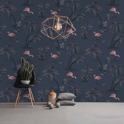 DUTCH WALLCOVERINGS Papel pintado flamenco azul petróleo