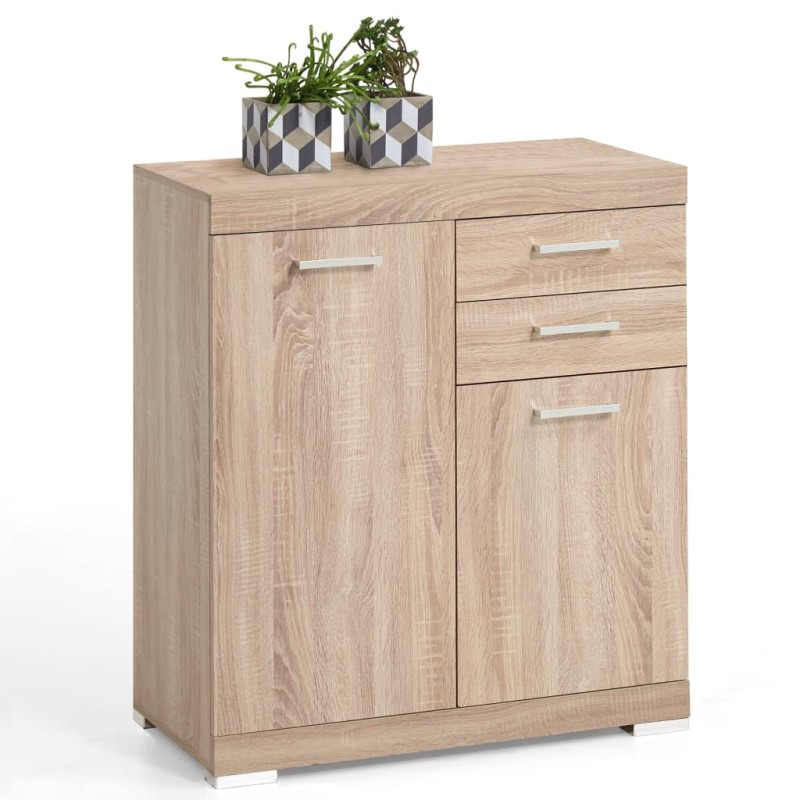 FMD Cómoda de 2 puertas y 2 cajones color roble 80x34,9x89,9 cm FMD Cómoda de 2 puertas y 2 cajones color roble 80x34,9x89,9 cm