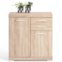 FMD Cómoda de 2 puertas y 2 cajones color roble 80x34,9x89,9 cm 