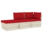 vidaXL Muebles de jardín de palets 3 pzas y cojines madera de abeto 