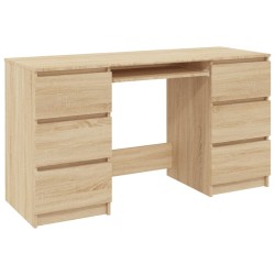 vidaXL Escritorio madera contrachapada color roble Sonoma 140x50x77 cm