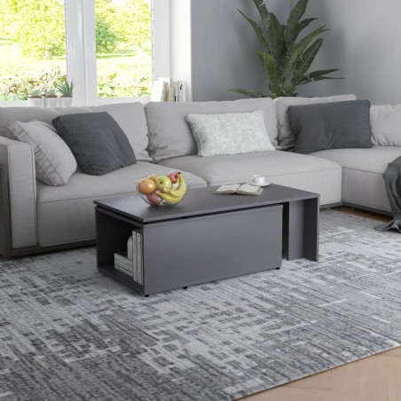 vidaXL Mesa de centro madera contrachapada gris 150x50x35 cm